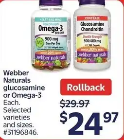 Walmart Webber Naturals glucosamine or Omega-3 offer
