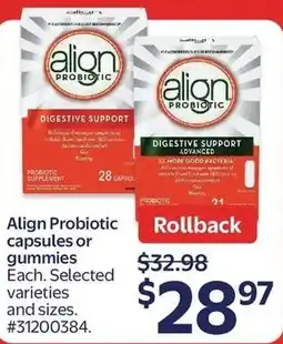 Walmart Align Probiotic capsules or gummies offer