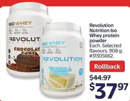 Walmart Revolution Nutrition Iso Whey protein powder offer