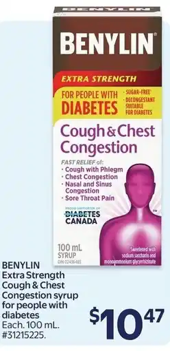 Walmart Benylin extra strength cough & chest congestion syrup for people with diabetes offer