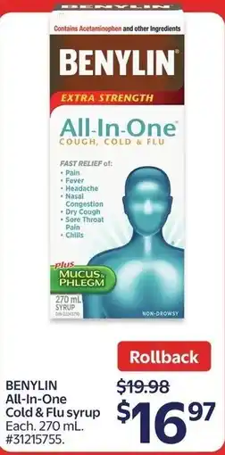 Walmart Benylin all-in-one cold & flu syrup offer