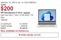 Costco HP Omnibook 5 16-in. laptop offer