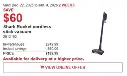 Costco Shark Rocket cordless stick vacuum offer