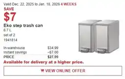 Costco Eko step trash can offer