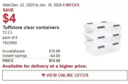Costco Tuffstore clear containers offer
