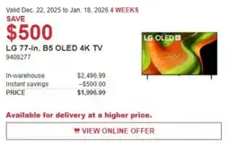 Costco LG B5 OLED 4K TV offer