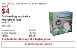 Costco Grab-A-Rag washable microfiber rags offer