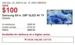 Costco Samsung Q8F QLED 4K TV offer