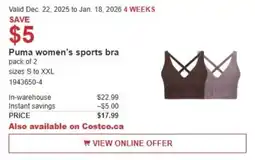 Costco Puma women's sports bra offer