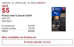 Costco Puma men's boxer brief offer