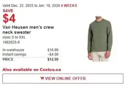 Costco Van Heusen men's crew neck sweater offer