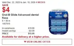 Costco Oral-B Glide Advanced dental floss offer
