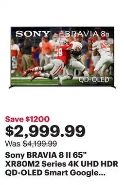 Best Buy Sony BRAVIA 8 II 65 XR80M2 Series 4K UHD HDR QD-OLED Smart Google TV (K65XR80M2) - 2025 offer