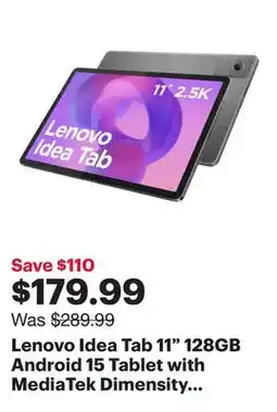 Best Buy Lenovo Idea Tab 11 128GB Android 15 Tablet with MediaTek Dimensity 6300 8-Core Processor - Luna Grey offer