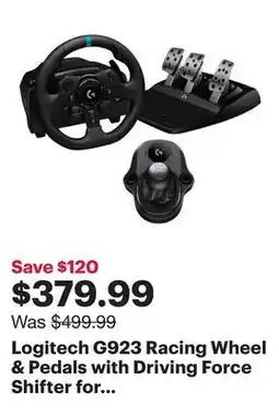Best Buy Logitech G923 Racing Wheel & Pedals with Driving Force Shifter for PS5/PS4/PC - Black offer