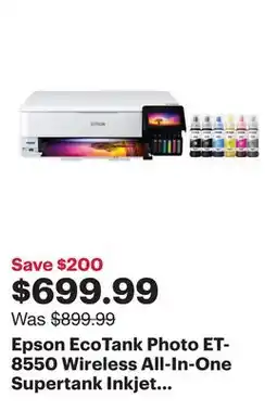 Best Buy Epson EcoTank Photo ET-8550 Wireless All-In-One Supertank Inkjet Printer - Only at Best Buy offer