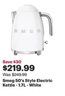 Best Buy Smeg 50's Style Electric Kettle - 1.7L - White offer