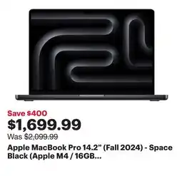 Best Buy Apple MacBook Pro 14.2 (Fall 2024) - Space Black (Apple M4 / 16GB RAM / 512GB SSD) - English offer
