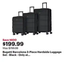 Best Buy Bugatti Barcelona 3-Piece Hardside Luggage Set - Black - Only at Best Buy offer