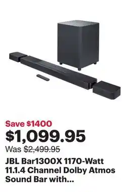 Best Buy JBL Bar1300X 1170-Watt 11.1.4 Channel Dolby Atmos Sound Bar with Wireless Subwoofer offer