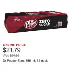 Costco Dr Pepper Zero, 355 mL 32-pack offer