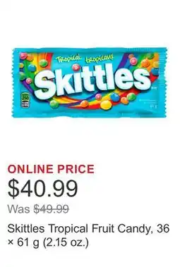 Costco Skittles Tropical Fruit Candy, 36 × 61 g (2.15 oz.) offer