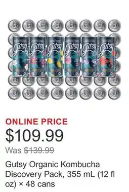 Costco Gutsy Organic Kombucha Discovery Pack, 355 mL (12 fl oz) × 48 cans offer