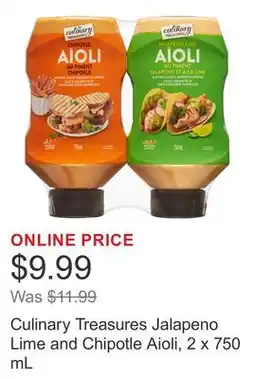 Costco Culinary Treasures Jalapeno Lime and Chipotle Aioli, 2 x 750 mL offer