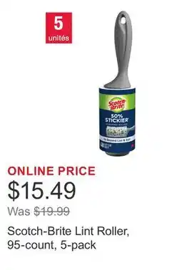 Costco Scotch-Brite Lint Roller, 95-count, 5-pack offer