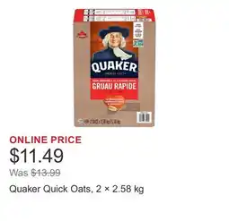 Costco Quaker Quick Oats, 2 × 2.58 kg offer