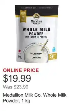 Costco Medallion Milk Co. Whole Milk Powder, 1 kg offer