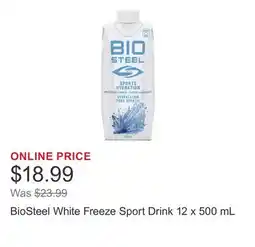 Costco BioSteel White Freeze Sport Drink 12 x 500 mL offer