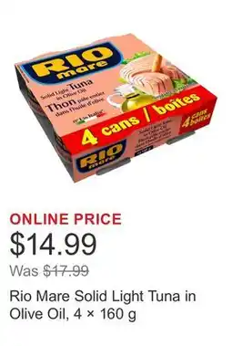 Costco Rio Mare Solid Light Tuna in Olive Oil, 4 × 160 g offer