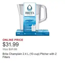 Costco Brita Champlain 2.4 L (10-cup) Pitcher with 2 Filters offer