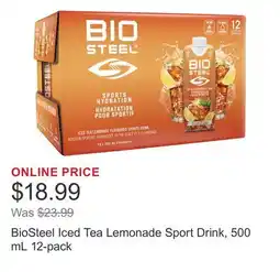 Costco BioSteel Iced Tea Lemonade Sport Drink, 500 mL 12-pack offer