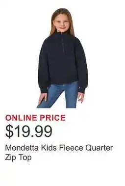 Costco Mondetta Kids Fleece Quarter Zip Top offer