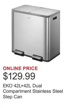 Costco EKO 42L+42L Dual Compartment Stainless Steel Step Can offer
