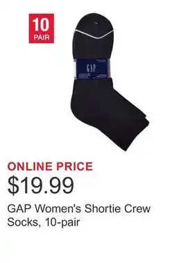 Costco GAP Women's Shortie Crew Socks, 10-pair offer