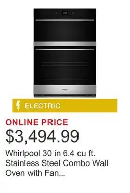 Costco Whirlpool 30 in 6.4 cu ft. Stainless Steel Combo Wall Oven with Fan Convection Cooking offer