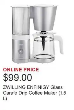 Costco ZWILLING ENFINIGY Glass Carafe Drip Coffee Maker (1.5 L) offer