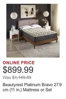 Costco Beautyrest Platinum Bravo 27.9 cm (11 in.) Mattress or Set offer