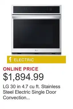 Costco LG 30 in 4.7 cu ft. Stainless Steel Electric Single Door Convection Wall Oven with Air Fry offer