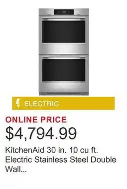 Costco KitchenAid 30 in. 10 cu ft. Electric Stainless Steel Double Wall Oven with Even-Heat True Convection offer