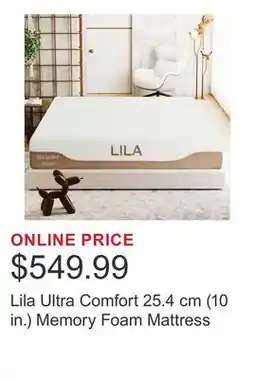 Costco Lila Ultra Comfort 25.4 cm (10 in.) Memory Foam Mattress offer