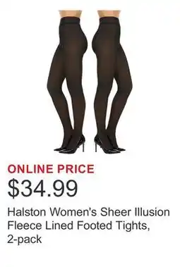 Costco Halston Women's Sheer Illusion Fleece Lined Footed Tights, 2-pack offer
