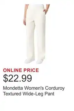 Costco Mondetta Women's Corduroy Textured Wide-Leg Pant offer