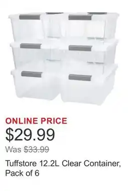 Costco Tuffstore 12.2L Clear Container, Pack of 6 offer