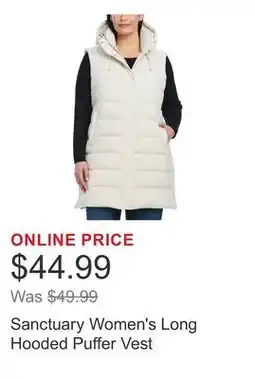Costco Sanctuary Women's Long Hooded Puffer Vest offer