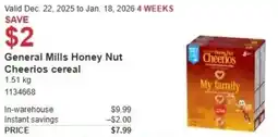 Costco General Mills Honey Nut Cheerios cereal offer