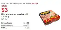 Costco Rio Mare tuna in olive oil offer